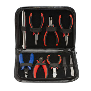 Top Trending Best Selling Beading <b>Tool</b> Kit 9pcs Rubber Handle <b>Leather</b> Safe <b>Pouch</b> Beading Cutter Pliers with Tweezers - Product Image 1