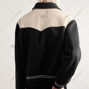 Black and Classic Urban Shield Elegant Vanguard Western Noir Peak Pioneer Essence Chaqueta universitaria negra atemporal - Product Image 5