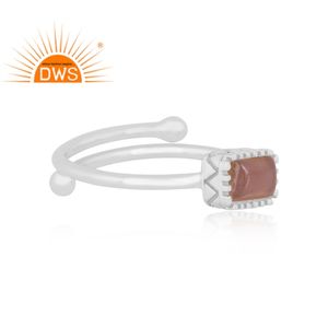 Anillo apilable de piedras preciosas de luna de Chocolate Natural de plata de ley fina superventas, fabricante de joyería personalizada - Product Image 3