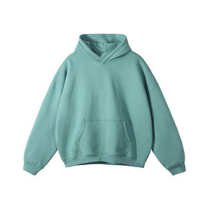 Sweats à capuche personnalisés pour homme coton bouffée sérigraphie pull surdimensionné épaules tombantes poids lourd haute qualité basiques à capuche - Product Image 1