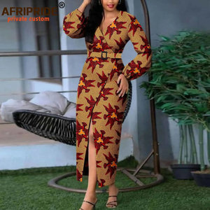 ชุดเดรสคอวีพิมพ์ลายสไตล์แอฟริกันสำหรับผู้หญิงชุดเดรสผ้าคอตตอนผ้าคอตตอนผสมทรงเอมไพร์คอตตอนเหมาะสำหรับใส่ไปคลับออฟฟิศสไตล์กอธิค - Product Image 3