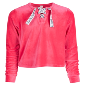 Felpa con Cappuccio Ideology per Ragazze, Taglia Grande, in Velluto Rosa, con Cerniera e Motivo a Tinta Unita, per Bambini, Primavera e Autunno - Product Image 1