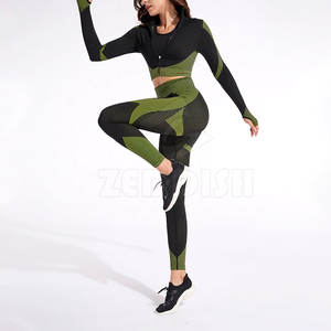 Yoga Set <b>leggings</b> Sports Bra Plus Size Stretchable Fitness Wear Women Yoga Set High <b>Waist</b> - Product Image 2