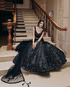 Lehenga Choli Estilo Bollywood, Choli Negro, Lehenga Choli Elegante para Fiestas, Lehenga Moderna - Product Image 6