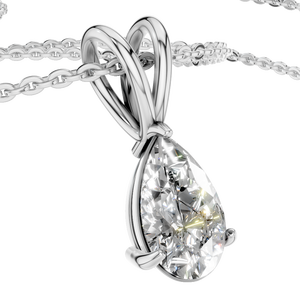 Elegant <b>14K</b> Solid <b>Gold</b> Pear Cut Moissanite Link <b>Chain</b> Pendant Necklace Luxury Solitaire Jewelry Party Wholesale Supplier - Product Image 3