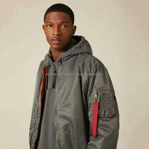 Blouson aviateur en satin personnalisable pour homme, streetwear décontracté avec fermeture à glissière pour l'hiver - Product Image 2