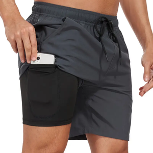 Pantalones cortos deportivos de rendimiento informal para hombre, malla de algodón de secado rápido con bolsillos en la cintura con cordón ajustable, talla XS, para entrenamiento de gimnasia - Product Image 5