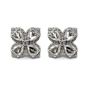Pendientes de Diamantes Redondos de Corte Brillante en Oro Blanco de 18K, Diseño Artístico, Joyas para Mujer, Regalo para Compromiso, Fiesta o Boda - Product Image 1