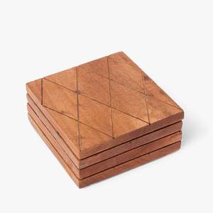 Juego de 4 posavasos cuadrados de madera con soporte de hierro para mesa de comedor Posavasos de barra de madera para mesa de centro Cocina - Product Image 5