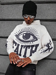 Sudadera con capucha estampada personalizable de invierno para hombre de tendencia/estilo con cremallera transpirable 100% algodón polar térmico - Product Image 6