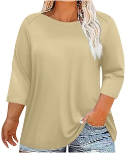 เสื้อยืดผู้หญิงแฟชั่นใหม่ไซส์ใหญ่พิเศษเสื้อยืดสีพื้นทรงหลวม - Product Image 6