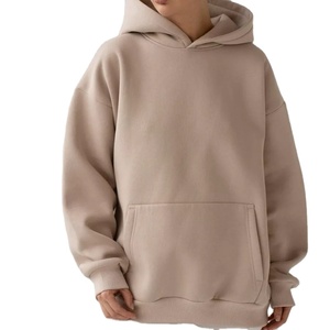 Venta al por mayor descarga impresa forrada transpirable peso pesado 380g Sudadera con capucha de gran tamaño 100% algodón Jersey de punto de invierno para mujeres - Product Image 4