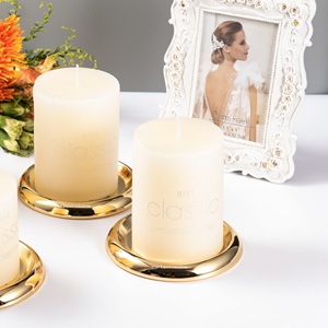 Plaques de bougie en métal de forme ronde or fini pour la maison Table à manger éclairage assiettes de bougie décoratives faites à la main - Product Image 3