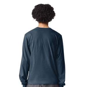Camiseta de manga larga de color sólido para hombre, cuello redondo de algodón, informal, minimalista, para uso diario - Product Image 2