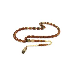 Rosario ambrato pressato marrone-bianco con taglio a Capsule sapientemente realizzato con nappe d'argento - Product Image 2