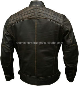Chaqueta de cuero de motorista 100% para hombre, chaqueta de cuero para motocicleta, precio al por mayor y de alta calidad - Product Image 2