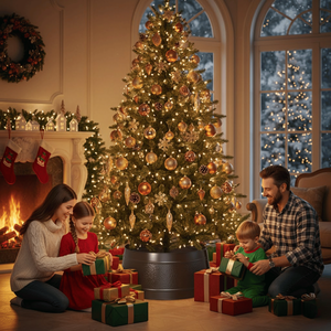 ปลอกคลุมฐานต้นคริสต์มาสลายเพชร  แบบโลหะ  สไตล์เรียบง่ายแบบฟาร์มเฮาส์  ของตกแต่งแทนกระโปรงต้นคริสต์มาส  ของตกแต่งบ้าน - Product Image 6