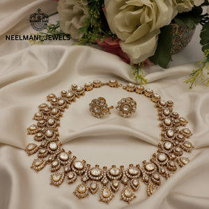 Ensemble de collier en moissanite Polki de petite taille - Product Image 2