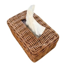 Essentials Boîte à mouchoirs en papier de soie en rotin naturel rectangulaire Boîte à mouchoirs en rotin pour salle de bain salon cuisine maison bureau - Product Image 5
