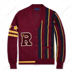 Pull universitaire personnalisé pour homme, en acrylique uni, tricoté, cardigan, broderie de lettres en chenille, logo de l'école, pull - Product Image 1