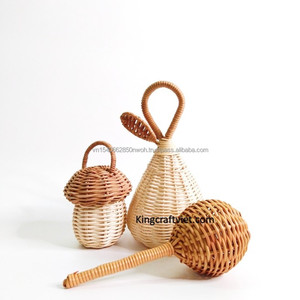 Sonajero de ratán bohemio hecho a mano para bebé, seguridad de Vietnam para bebé Montessori, juguete sensorial, sonajero tejido - Product Image 2
