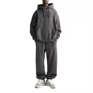 Personalizado Color sólido de los hombres de invierno pantalones de chándal con capucha Traje de estilo de la calle Casual Moda de los hombres de estilo holgado con capucha Conjunto de chándal - Product Image 1