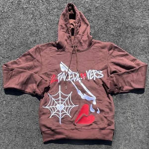 Sweats à capuche hommes sweat à capuche marron graphique coeur imprimé pull Streetwear Edgy sweat à capuche décontracté urbain déclaration haut OEM Service - Product Image 6