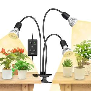 New 30W for Sansi Clip-on <b>LED</b> Grow <b>Light</b> 3 Heads Adjustable Timer IP65 White & Red/Blue <b>Light</b> for Plant Growth & Bloom - Product Image 1