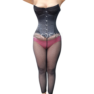 Corset de maintien de la taille en satin noir à armatures en acier robuste, respirant, forme de sablier, corset gothique - Product Image 6
