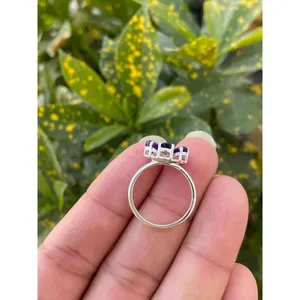 Bague florale en argent 925 avec améthyste naturelle, plaqué or rose et or 18 carats, incrustation tendance en forme de lune, certifiée IGI, bijou cadeau - Product Image 5