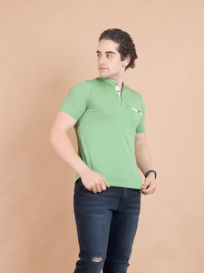 Vente chaude hommes col Mandarin demi manches T-shirt confort tenue décontractée 100% coton pour les tenues de tous les jours et le bureau - Product Image 4