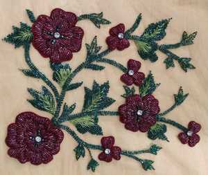 Tissu en dentelle perlée écologique et artistique pour les tenues traditionnelles haut de gamme des filles, avec un riche travail de broderie et de perlage pour la confection de Lehenga - Product Image 3