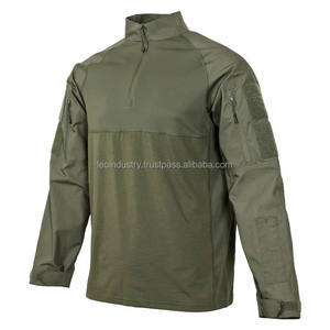 Vente en gros d'uniforme tactique respirant Chemise de combat d'assauts personnalisée T-shirt camouflage à manches longues et coupe ajustée avec fermeture éclair - Product Image 5