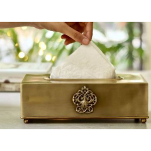 Boîte à mouchoirs carrée en aluminium doré au design antique, porte-serviettes en métal de première qualité, meilleure vente - Product Image 5