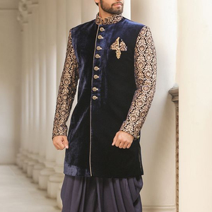 NEW---STYLISH ZARI EMBROIDERY on SHERWANI on VELVET FABRIC & ALSO MATCHING SHOE WITH DRESS for PARTY-WEAR/ WEDDING Dress @ 2022 - Product Image 1