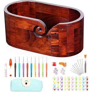 อุปกรณ์เย็บผ้าอะคาเซียชามไหมพรมถักไหมพรมสำหรับเก็บเส้นด้าย - Product Image 6