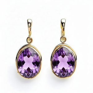 Blue Amethyst 15×<b>20</b> mm Pear Dangle Earrings | 925 Sterling Silver 18K Gold Plated Bridal & Party Jewelry for Women - Product Image 4
