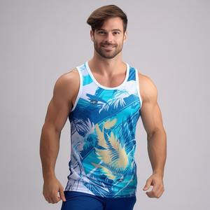 เสื้อกล้ามรัดรูปของผู้ชายเสื้อกล้ามระบายอากาศได้ดีแห้งเร็ว OEM - Product Image 1