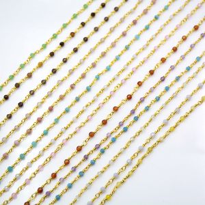 Cadena de Rosario con cuentas facetadas de granate rojo Natural con piedras preciosas envueltas en alambre, cadena de 3-3,5mm para fabricación de joyas - Product Image 4