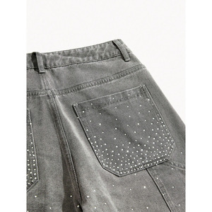 กางเกงขาสั้นผ้ายีนส์แนวสตรีทกางเกงขาสั้นผ้าฝ้าย100% แห้งเร็วลายสีทึบผ้าสปอร์ตสำหรับผู้ชายดีไซน์ที่ดีที่สุด - Product Image 4