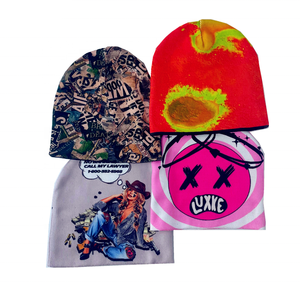 Gorro con bordado 3D impreso Digital, ropa de calle para diseño de cara, punto acrílico suave, tocado Jacquard Y2K, marcas para adultos - Product Image 3