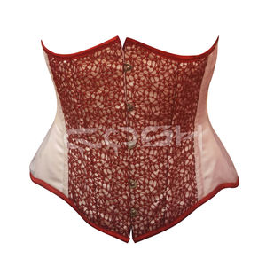 Custom Red <b>Lace</b> Over Lay White Satin <b>Corset</b> - Product Image 1