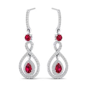 Pendientes de Oro Sólido de 14K de Alta Calidad REYES con Gema de Rubí Corte Pera de 0.62Ct para Mujer, Pendientes Colgantes con Diamantes Certificados por IGI - Product Image 5