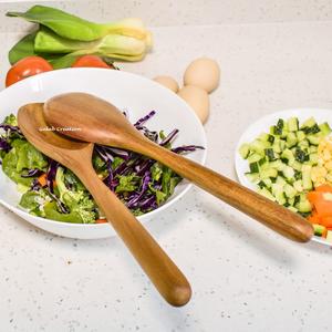 Cuillères de service en bois d'acacia fabriquées à la main Ustensiles de cuisine durables et écologiques pour mélanger, remuer et servir - Product Image 2