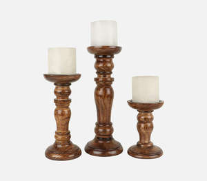 Décor de ferme mariage luxe artisanat bois blanc bougie pilier support chandeliers décoratif rustique bougeoir en bois - Product Image 2