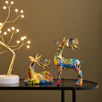 Délicieux objets de table de renne colorés ensemble de 2 accents décoratifs joyeux pour la décoration de vacances de chambre d'enfants ou les cadeaux saisonniers