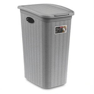 Cesto de Ropa ELEGANCE de 36 Litros, Plástico, Diseño Mimbre Gris Piedra, por Stefanplast - Product Image 2