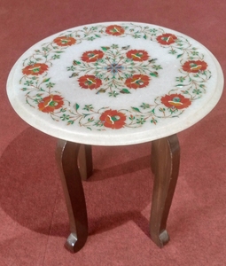 หินอ่อนฝังตกแต่งแบบกึ่งสำเร็จรูปโต๊ะหินเฟอร์นิเจอร์สำหรับห้องรับประทานอาหารเฟอร์นิเจอร์ห้องนั่งเล่นแบบดั้งเดิมที่ทันสมัย - Product Image 5