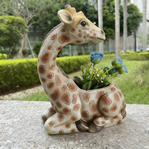 Pot de fleurs en résine girafe charmant en gros, polyvalent pour l'intérieur et l'extérieur, décoration de jardin, parfait pour les fêtes et les cadeaux de vacances - Product Image 1