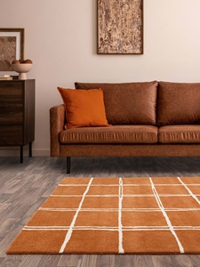Alfombra de lana de Color sólido naranja hecha a mano moderna personalizada alfombra de lujo antideslizante con forma Irregular alfombra con mechones para sala de estar decoración de Picnic - Product Image 4